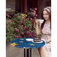 thumbnail image 4 of nqOlkjepod Blue Yellow Star Round Tablecloth, Fitted Table Cover with Elastic for 55"-60" Round Tables, Starry Sky Vintage Table Cloth Outdoor Indoor Dinning Party Waterproof Tablecloths, 4 of 6