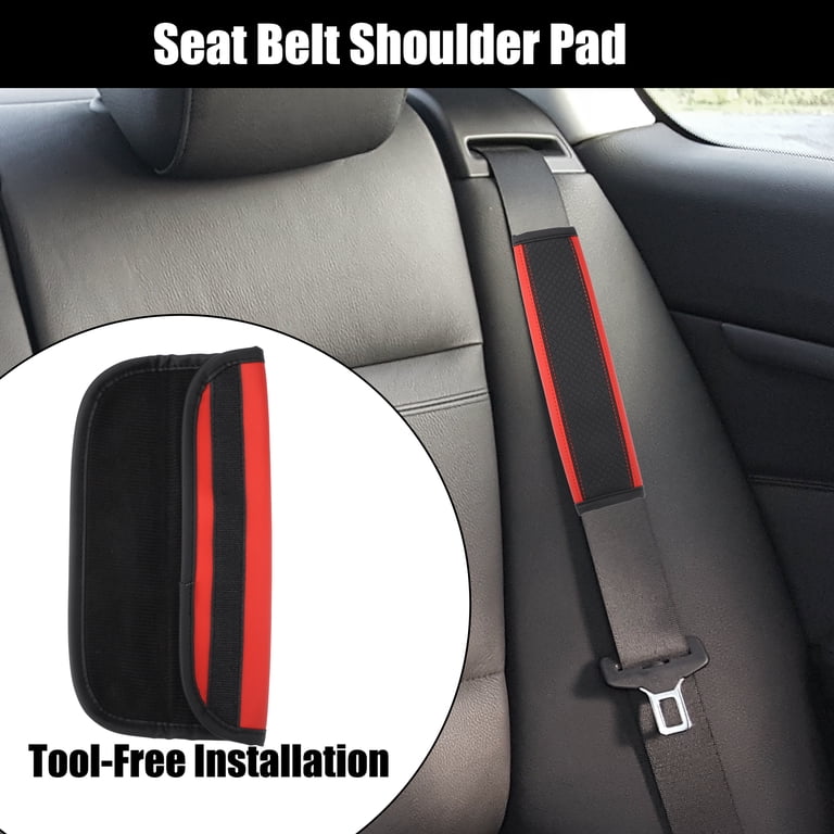 2PCS Breathable Leather Car Seat Belt Covers - Shoulder Pads For Comfort, Blue, Adjustable Velcro