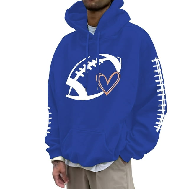 LUOGENLI Chandail à Capuche pour Hommes Graphique Japonais Fans de Football Chandail Vintage Joueur de Rugby Rétro Chandail de Rugby pour Hommes Bleu Taille TG
