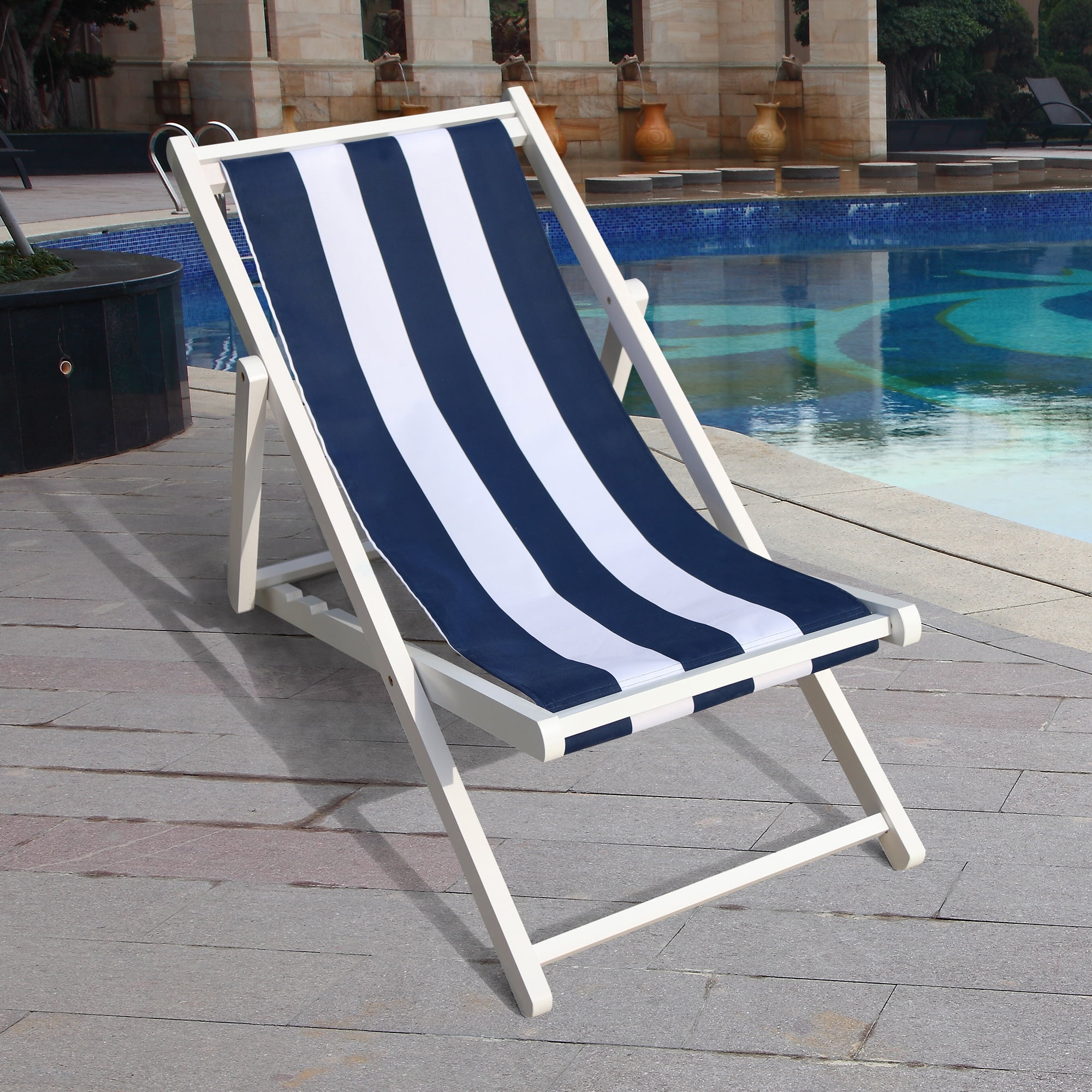 Sut Beach Sling Chair Lounge Striped Chair Outdoor Reclining Beach Chair Wooden Folding 9525