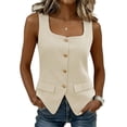 thumbnail image 6 of Brqkzdu Summer Sleeveless Vest for Women Square Neck Button Down Shirts Casual Wide Strap Lightweight Breathable Business Work Tanks, 6 of 9