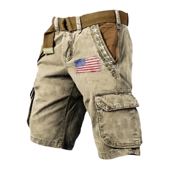 JAJAHO Boys Baggy Cargo Shorts Independence Day 250 Years Anniversary USA Flat Front Shorts Clothes With Multi Pockets 5-14Y