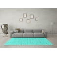 thumbnail image 3 of Ahgly Company Machine Washable Indoor Square Solid Turquoise Blue Modern Area Rugs, 5' Square, 3 of 4