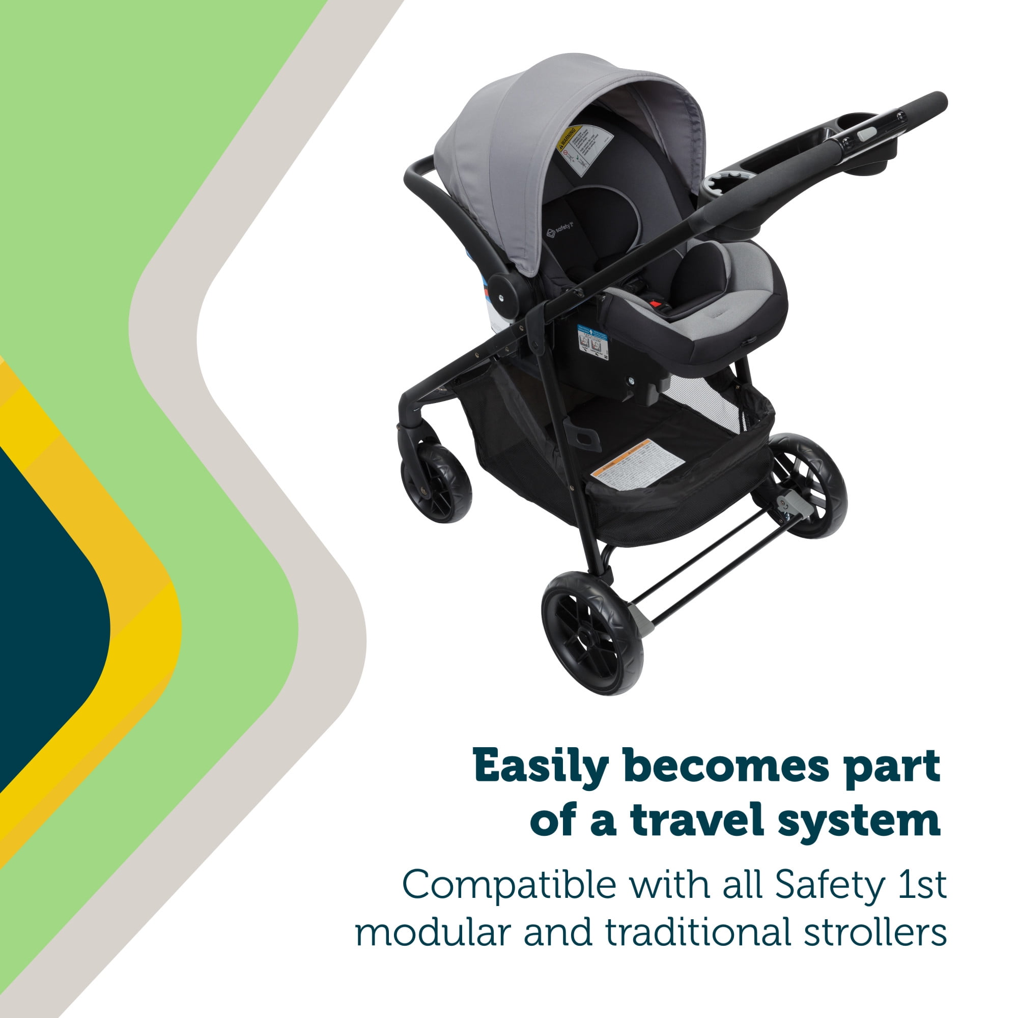 Safety 1ˢ onBoard Slide Infant Car Seat Featuring SafetySlide Base, Dusty Slate, Unisex