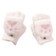 thumbnail image 4 of HJYCHN Winter Gloves Kids Boys Girls Convertible Flip Design Cat Cartoon Button Closure Cold Weather Gloves White 7-18 Years, 4 of 4