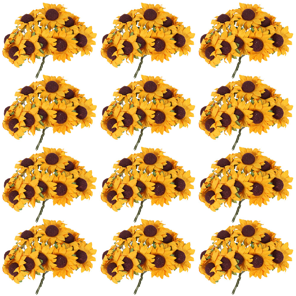 200pcs Artificial Paper Sunflower Small Wedding Card Decor Craft DIY Sunflowers