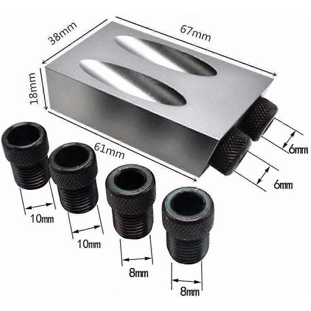 Pocket Hole Jig, 15 6/8/10 Mm Woodworking Set Oblique Positioner Locating Tool, Pocket Hole Screw Jig, Angle Woodworking Drill