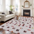 thumbnail image 2 of Large Area Rugs for Living Room Bedroom, Cartoon Car 8'x10' Rug Washable Carpet Runner Indoor Outdoor, Funny Red Black Fire Truck Print Vintage Non Slip Floor Mats Rug for Kitchen, Patio, 2 of 8