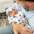 thumbnail image 3 of Sweet Jojo Designs Construction Truck Green Blue and White Baby Cocoon and Beanie Hat Sleep Sack 2 Piece Set, 3 of 6