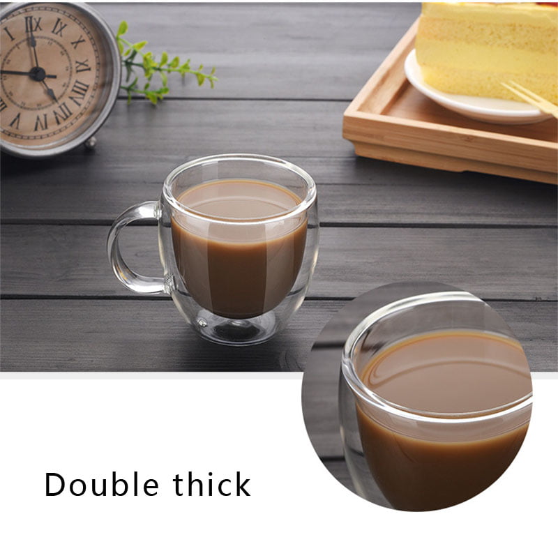 Transparent glass coffee cup milk tea double creative heat resistant mug