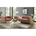 thumbnail image 4 of Nicole Miller Janie Velvet Sofa Channel Tufted Nailhead Trim Metal Leg Tip Contemporary, Blush/Gold, 4 of 9