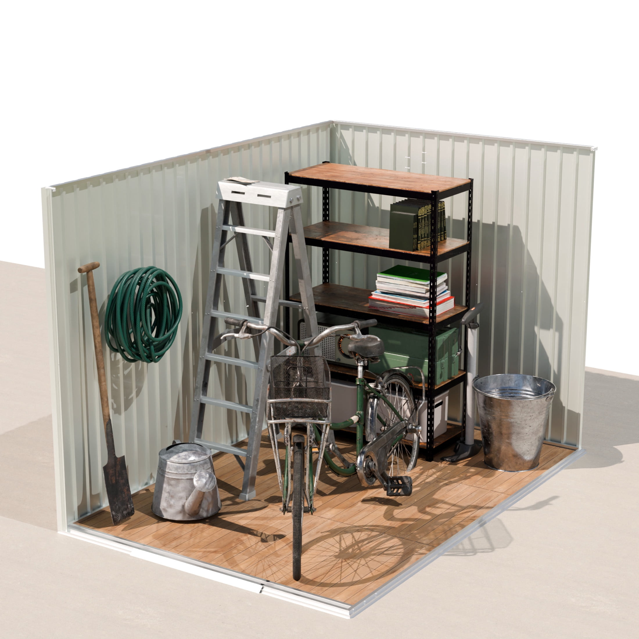 Noble House 6x9 FT Metal Garden Storage Shed, Apex Roof Outdoor Tool & Bike Shelter with Sliding Doors, Dark Grey