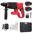 thumbnail image 1 of Mistaha 21V Cordless Lithium Electric Hammer Drill with Impact Drill and Chisel Function, Variable Speed Switch, Depth Gauge, 2 Batteries, Charger, 5 Drill Bits, Flat Chisel, Point Chisel, Drill, 1 of 6