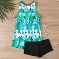 thumbnail image 4 of Brnmxoke Plus Size Swimsuit for Women Tankini Swimdress Floral Print Tummy Control Swimwear Modest Two Piece Bathing Suit with Shorts, 4 of 7