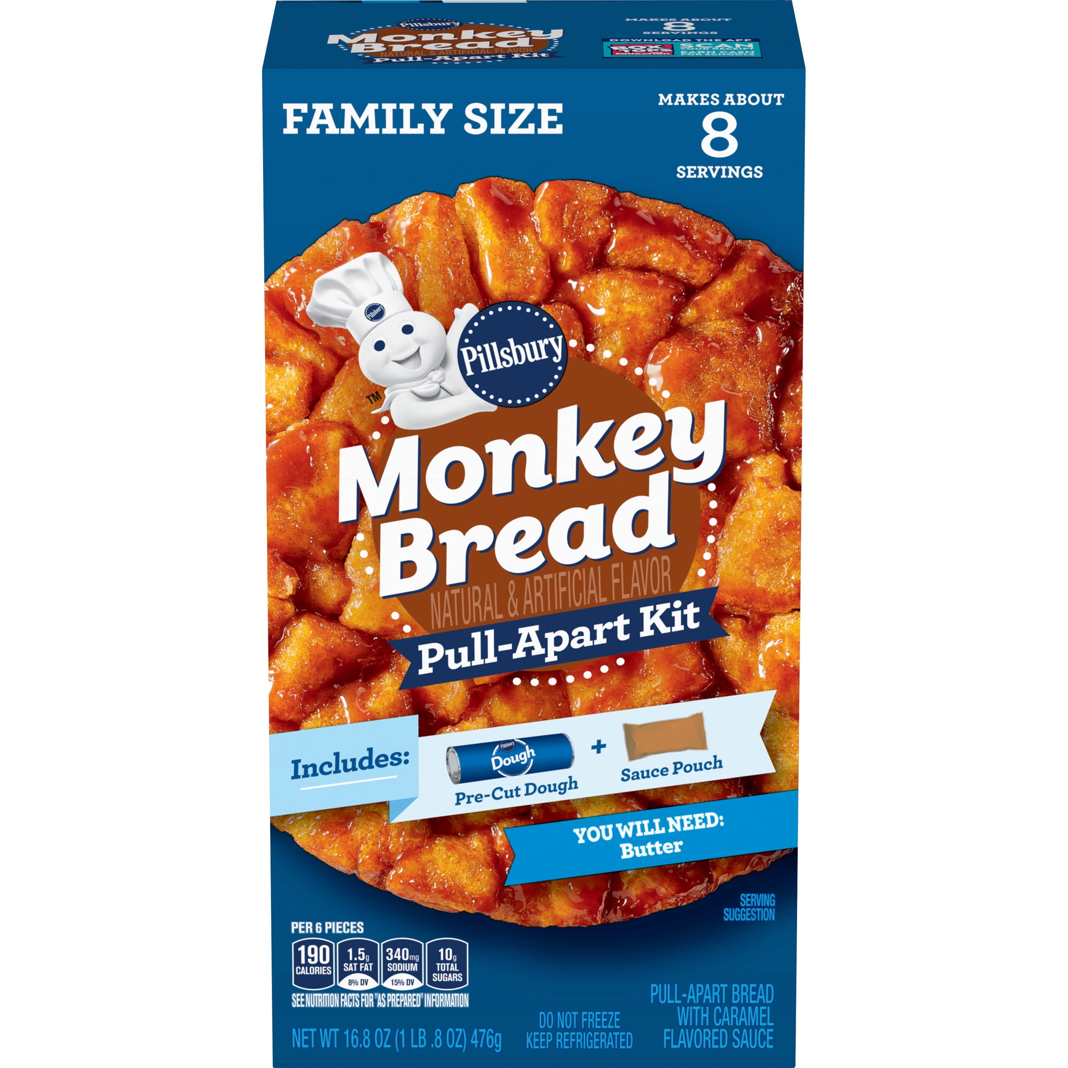 Pillsbury Pull-Apart Kit, Monkey Bread Dough and Sauce, Family Size, 16.8 oz
