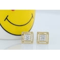 thumbnail image 4 of Dazzlingrock Collection Round White Diamond Square Shape Pushback Stud Earrings for Women (0.10 ctw, Color I-J, Clarity I2-I3) in 10K Yellow Gold, 4 of 6
