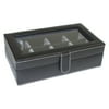 12-Pocket Leather Cufflink Case - Black Leather - 8W x 2.75H in.