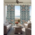 thumbnail image 4 of Teal Pink Blackout Curtains 45 Inches Long for Bedroom, Vintage Floral Watercolor Boho Ethnic Thermal Insulated Room Darkening Black Out Window Curtain Panels Grommet Drapes for Living Room, 4 of 8