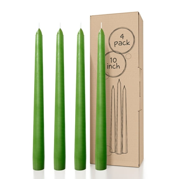 CANDWAX 10 inch Taper Candles Set of 4 - Dripless Taper Candles and Unscented Candle Sticks - Long Candles for Candlesticks Perfect as Dinner Candles – Grass Green Candles