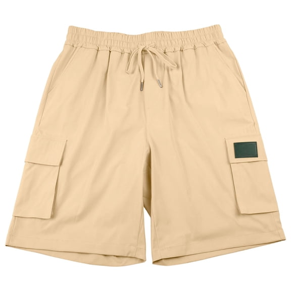 PIMSSY Men Shorts Outdoor Loose Fit Stretch Casual Pocket Workwear Beach Sports Shorts Solid Color Summer Male Soft Bottoms