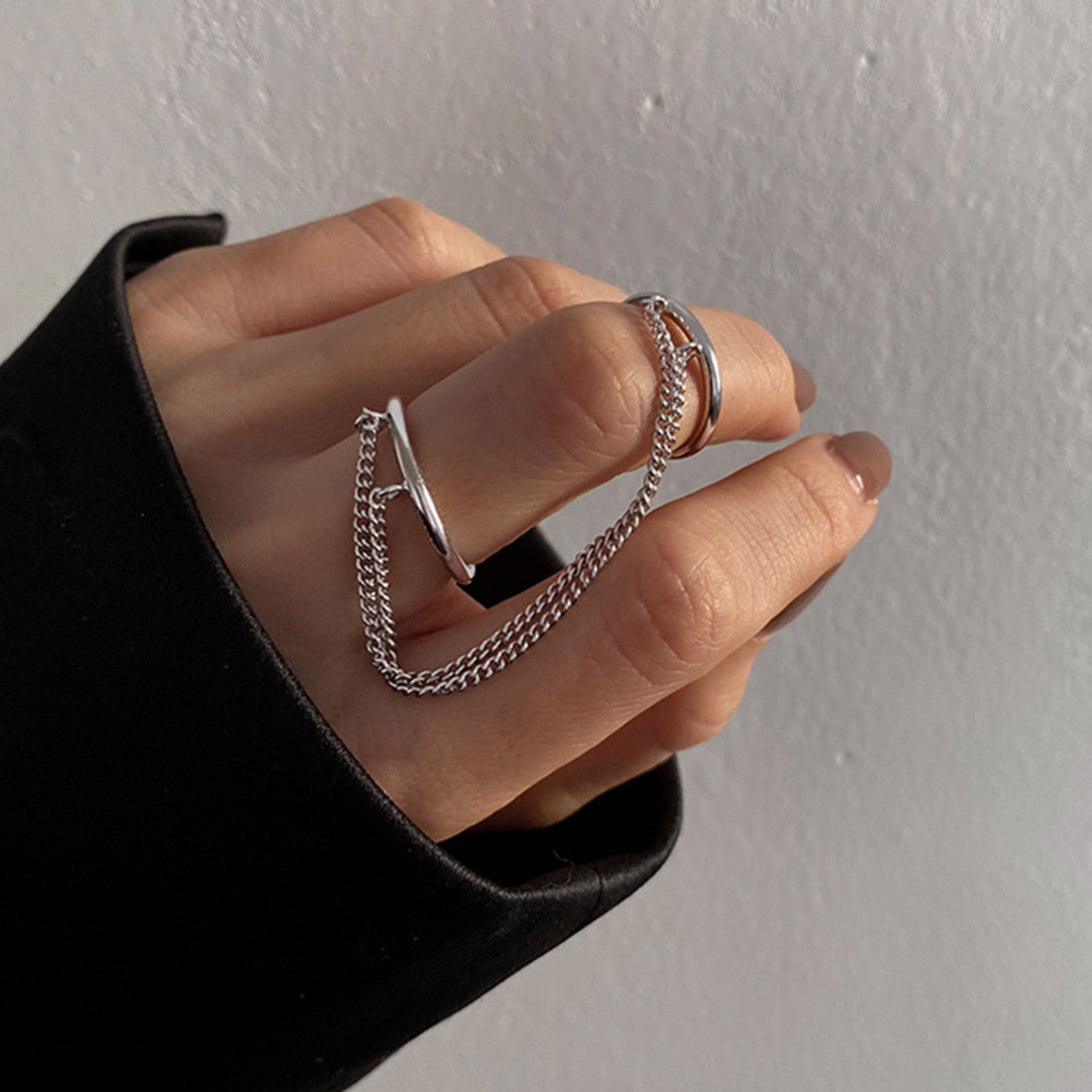 Double Finger Chain Rings for Women Fashion Alloy Adjustable Open Finger  Ring Party Gift 2022Trend Jewelry Gifts Wholesale