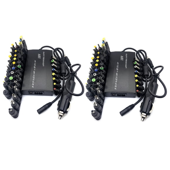 2X Adaptador de Corriente de CA Universal de 5 V-24 V Cargador de Coche Ajustable para de Alimentación USB5V 100W 5A Ordenador Portátil con Conector de CC de 34 Piezas