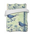 thumbnail image 2 of Quilts Twin XL Size, Blue Vintage Bird Soft Comforter Bedding Set for Bed, Retro Sage Green Summer Botanical Lightweight Quilted Bedspread with Pillow Cover(2 Pieces) for All Season, 68x98 Inch, 2 of 6