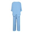 thumbnail image 5 of vigerkar Linen Sets for Women 2 Piece Pants Outfits Casual Long Sleeve Shirts Wide Leg Pant Suits Loungewear Pajamas Light Blue, M, 5 of 5