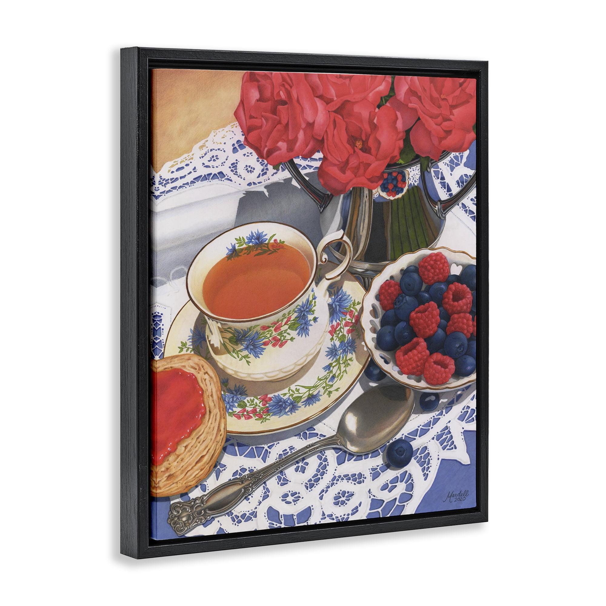 Stupell Industries Berries & Tea Party Food & Beverage Painting Black Floater Framed Art Print Wall Art, 25 x 31