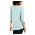 thumbnail image 2 of Alfani Women's Cold-Shoulder Asymmetrical Top Blue Size Large, 2 of 2