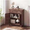 thumbnail image 3 of Bingirl Farmhouse Storage Cabinet 3 Tiers Adjustable Shelf with 7 Gears Rustic Kitchen Dining Room Organizer Multi Functional Entryway Cabinet Waterproof-Brown, 3 of 6