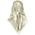thumbnail image 6 of INSPIRE CHIC Women Floral Contrast Color Square Scarf, 35 Large Silk Feeling Satin Scarves Head Wrap Bandanas Khaki Beige 90x90cm/35.4x35.4 inches, 6 of 6