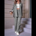 thumbnail image 4 of Conjunto de Dos Piezas de Punto para Mujer: Chaqueta de Larga con Botones y Pantalón Recto. Gris XL, 4 of 8