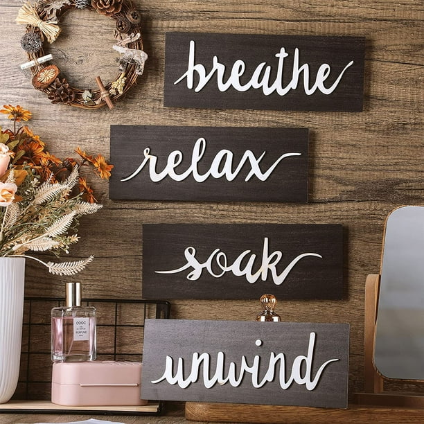 Pieces Bathroom Wall Art Farmhouse Wall Decors Relax Soak Unwind