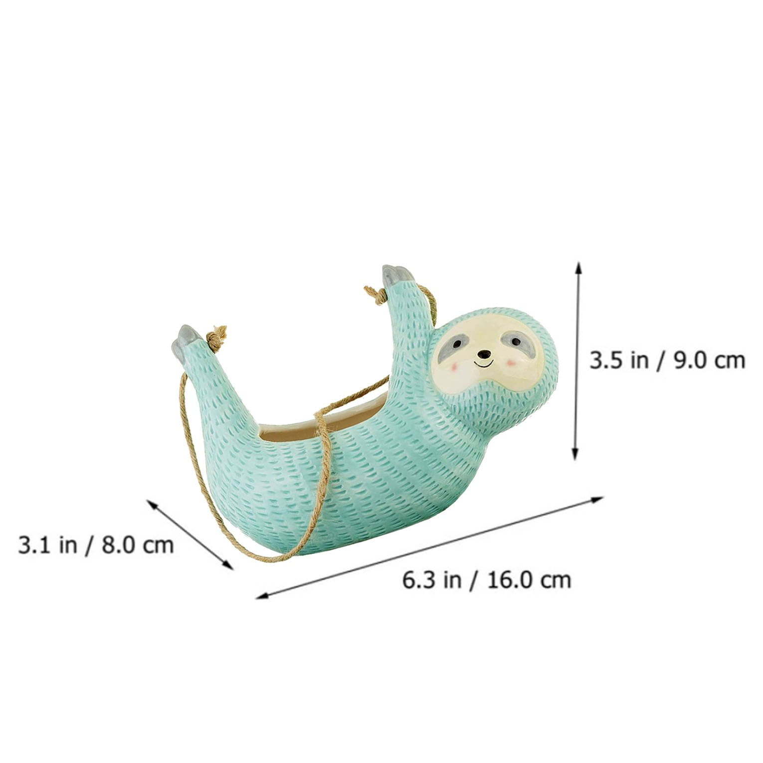 Sloth Hanging Planter  Succulent Plant Pot Indoor Outdoor Ceramic Animal Planters Pots Flowerpot Container 1, L Blue