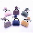 thumbnail image 4 of Pom Pom Keychain Creative Rectangle Faux Fur Key Ring Fluffy Bag Charm for Women, 4 of 10