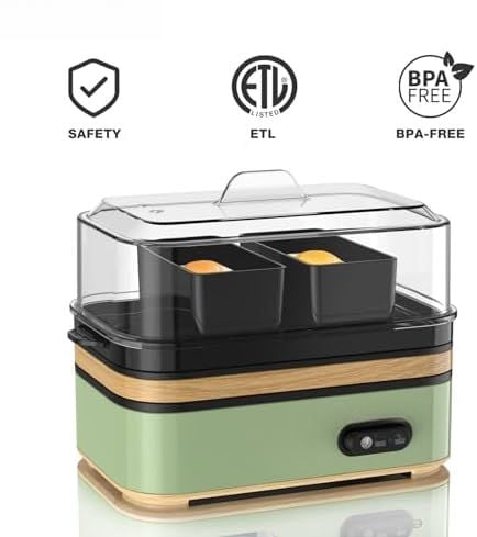 Rapid Egg Cooker Electric 6 Eggs Capacity, Soft, Medium, Hard Boiled, Poacher, Omelet Maker Egg Poacher With Auto Shut-Off, BPA Free (Green)