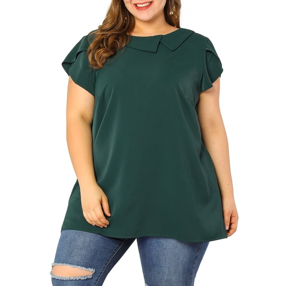 BluTop De GaCuello Del Barco ManDe Aleteo TalGrande PaMujeres Verde Oscuro 4X