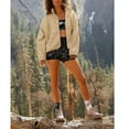 thumbnail image 4 of PUWEI Women's Sherpa Fleece Cropped Jacket Fuzzy Warm Coat Button Down Outwear with Pockets, 4 of 7