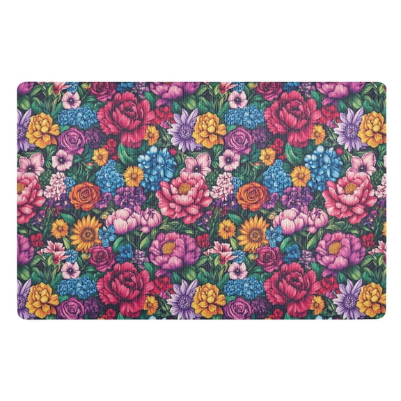 Yayeee Doormat for Inside 20"x32" Absorbent Low-Profile Washable Non-Slip Rubber Backed Entryway Rug, Charming Floral Pattern