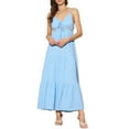 thumbnail image 2 of INSPIRE CHIC Women's Summer Boho Maxi Dress Spaghetti Strap Flowy Tiered Beach Dresses XS Light Blue, 2 of 6