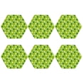 thumbnail image 2 of Lsque St. Patrick's day Pattern 4" Drink Coasters Set of 6, Leather Absorbent Coasters, Table Coaster Set Decorative Coffee Cup Coasters Housewarming Gift,Hexagon, 2 of 7
