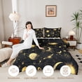 thumbnail image 4 of Homewish Sun Moon Stars Full Size Comforter Sets, Cosmos Celestial Planet Bedding Comforter Set, Black Gold, Black Reversible 3 Piece, 1 Comforter and 2 Pillowcases, 4 of 6