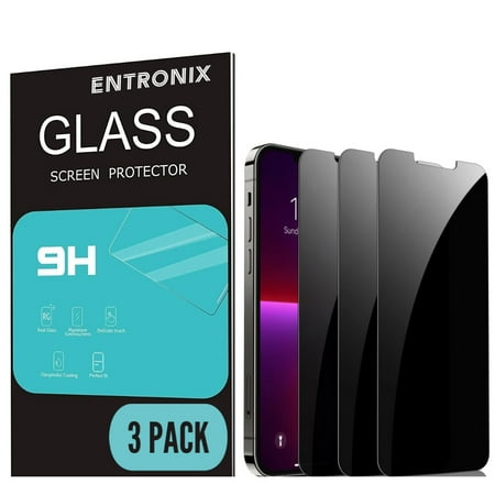 Entronix Privacy Screen Protector for iPhone 13 Pro Max, Anti-Spy Tempered Glass Film, 3-Pack