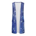 thumbnail image 5 of Tank Tops for Women under $5 Sleeveless Printed Pocket Casual Long Cardigan Blue L, 5 of 5