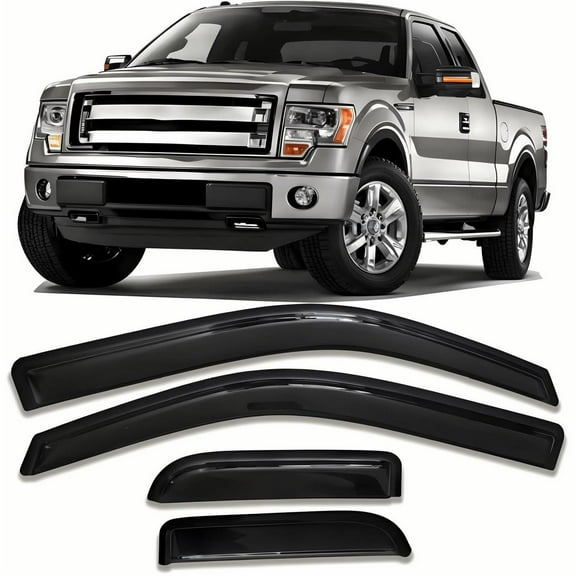 For Ford F150 2004-2014 Super/Extended Cab Window Visors Sun Rain Guards Vent
