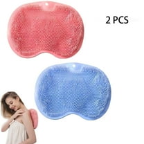 2Pcs Foot Grinding Shower Mat, Round Non-Slip Bath Mat with Massage Suction Cups for Exfoliation and Back Scrubbing, Anti-Slip Bathroom Floor Pad