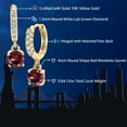 thumbnail image 2 of Gem Stone King 10K Yellow Gold Red Rhodolite Garnet and White Lab Grown Diamond Dangle Drop Huggie Hoop Earrings for Women (0.84 Cttw, Gemstone January Birthstone, Round 4MM), 2 of 5