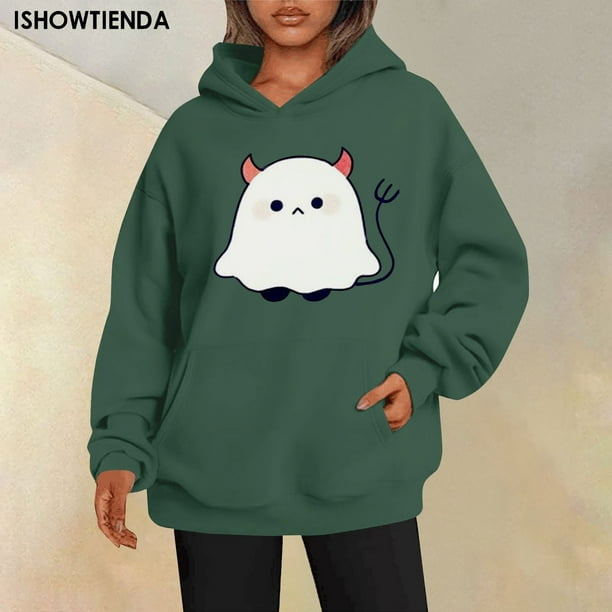 Sudaderas con capucha de Halloween para mujer jerseis de estilo gotico Top Vintage informal sudaderas con capucha de fantasmas de Halloween Retro