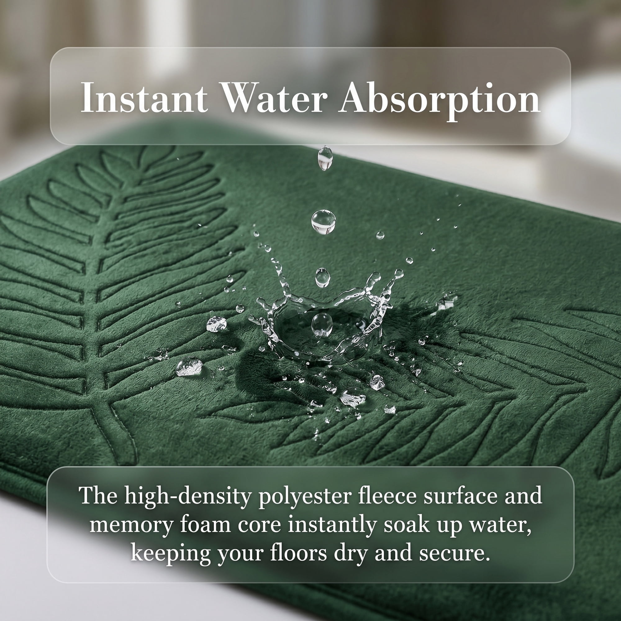Unique Bargains Thick Absorbent Plush Non Slip Microfiber Bath Mat Dark Green 24" x 16"